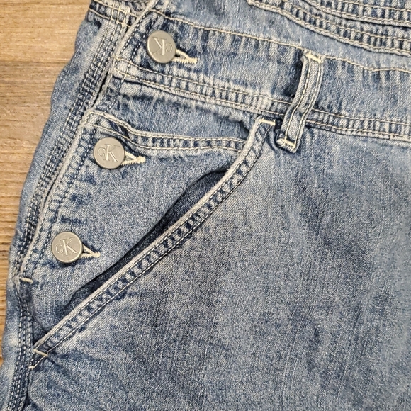 90's Vintage cargo grunge Denim Overalls by Calvin Klein - Picture 2 of 9